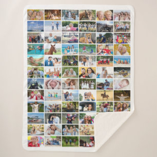 Simple 72 Rectangle Photo Collage Custom Colour Sherpa Blanket