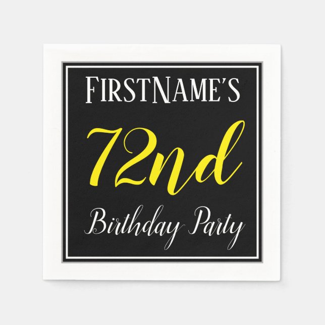 Simple, 72nd Birthday Party w/ Custom Name Napkin (Front)