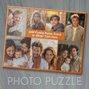 Simple 7 Photo Collage with Chunky Text Jigsaw Puzzle