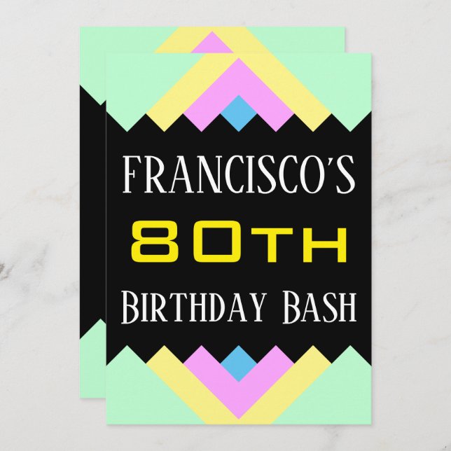Simple "80th Birthday Bash" Birthday Invitation (Front/Back)