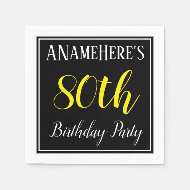 Simple, 80th Birthday Party w/ Custom Name Napkin (Front)
