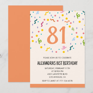 Simple 81st birthday invitations Confetti Modern