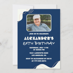 Simple 86th birthday invitations Men Photo Navy