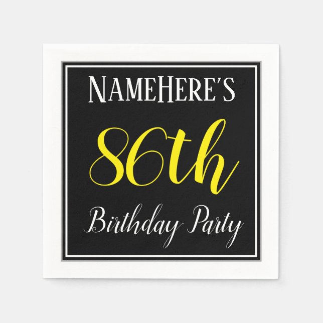 Simple, 86th Birthday Party w/ Custom Name Napkin (Front)