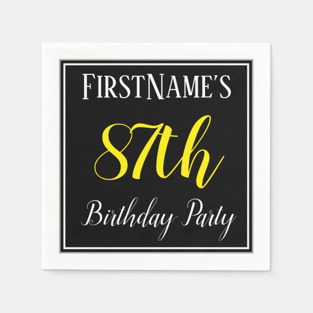 Simple, 87th Birthday Party w/ Custom Name Napkin (Front)