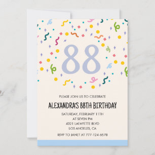 Simple 88th birthday invitations Confetti Modern