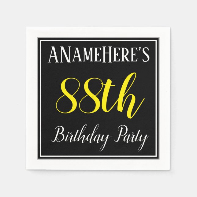 Simple, 88th Birthday Party w/ Custom Name Napkin (Front)