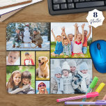 Simple 8 Photo Collage Mouse Mat<br><div class="desc">Create your own personalised, custom colour grid photo mouse pad with this easy-to-upload photo collage template featuring 8 pictures in various shapes and sizes, both horizontal and vertical to accommodate a wide variety of photo subjects. Personalise with a family name, individual name, monogram or other custom text clicking EDIT to...</div>