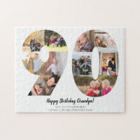 Simple 90th Number Photo Collage Custom Greeting
