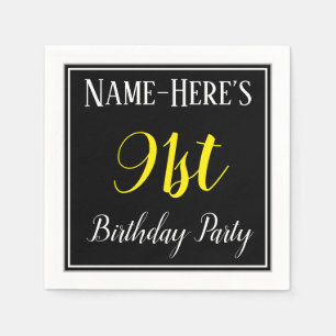 Simple, 91st Birthday Party w/ Custom Name Napkin