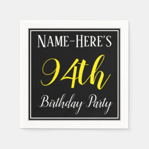 Simple, 94th Birthday Party w/ Custom Name Napkin