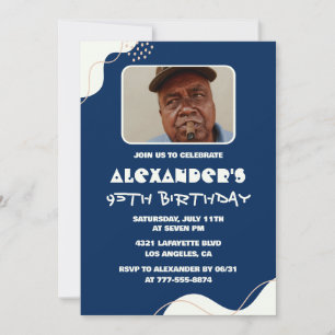 Simple 95th birthday invitations Men Photo Navy