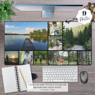 Simple 9 Photo Collage Personalised Desk Mat