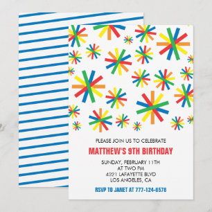Simple 9th birthday invitations Confetti Boy