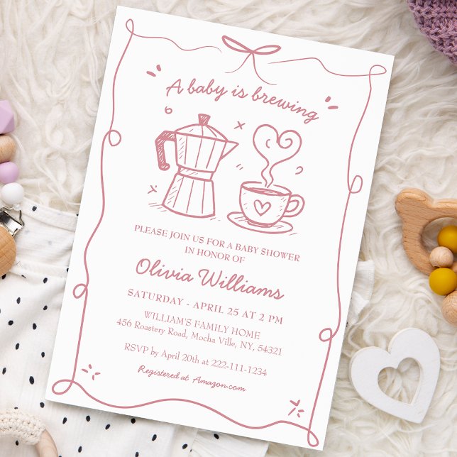 Simple A Baby Is Brewing Coffee Girl Baby Shower Invitation (Creator Uploaded)