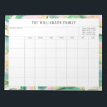 Simple Abstract Art Green Family Planner Calendar  Notepad<br><div class="desc">Modern Abstract Paint Swirl Art in Pink and Green Border Personalised Family Planner and Calendar Notepad</div>