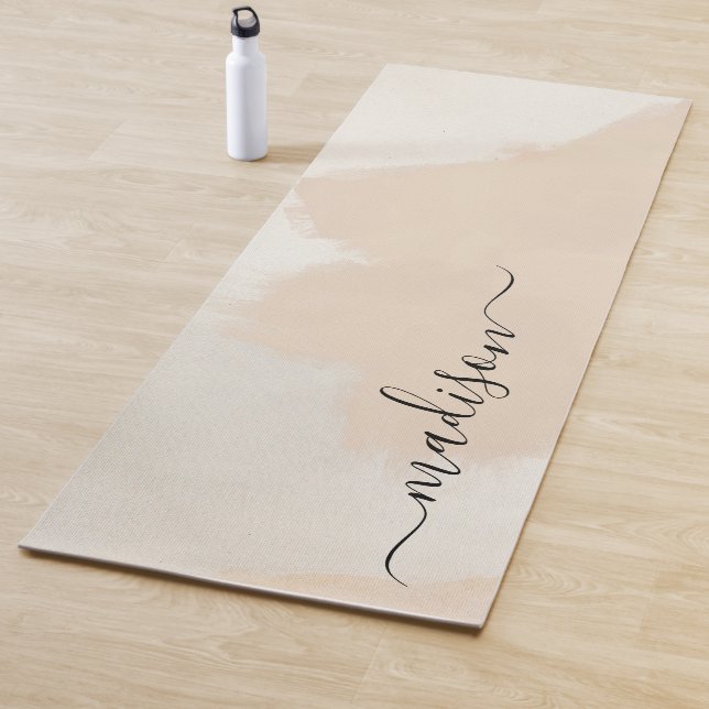 Simple Abstract Boho Watercolor Custom Name Yoga Mat (In Situ)