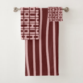 Simple Abstract Burgundy Pink Pattern Bath Towel Set