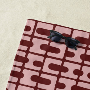Simple Abstract Burgundy Pink Pattern Beach Towel