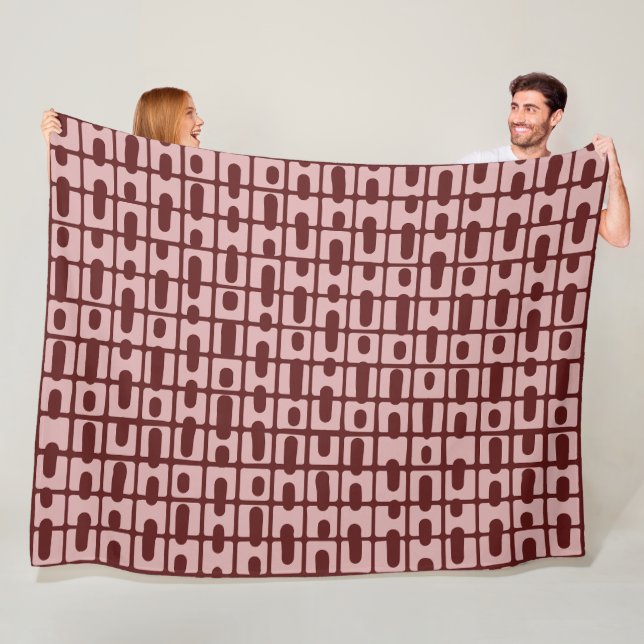 Simple Abstract Burgundy Pink Pattern Fleece Blanket (In Situ)