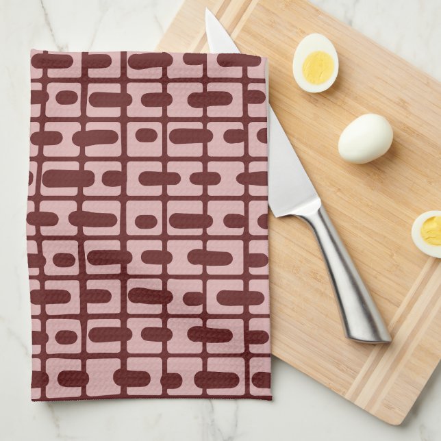 Simple Abstract Burgundy Pink Pattern Tea Towel (Quarter Fold)