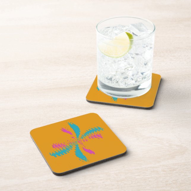 Simple Abstract Butterfly Flight Messy Pattern Coaster (Right Side)
