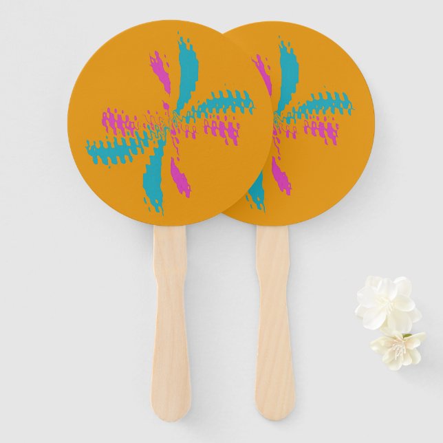 Simple Abstract Butterfly Flight Messy Pattern Hand Fan (Front and Back)