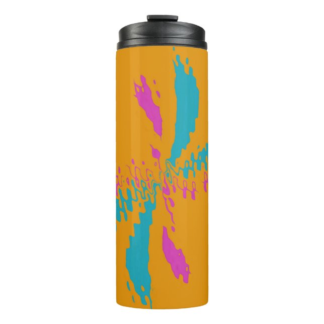 Simple Abstract Butterfly Flight Messy Pattern Thermal Tumbler (Front)