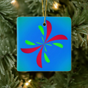 Simple Abstract Butterfly Flight Retro Pattern Ceramic Ornament