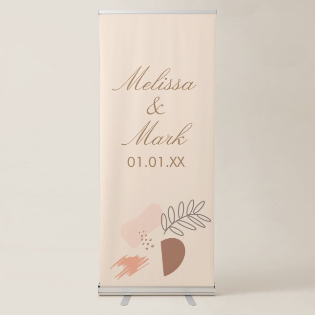 Simple Abstract Geometric Earth Shape Monogram Retractable Banner (Front)