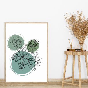 Simple Abstract Minimal Boho Style Floral Flowers Poster