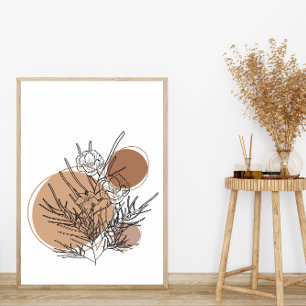 Simple Abstract Minimal Boho Style Floral Flowers Poster