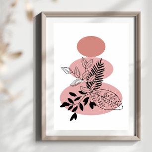 Simple Abstract Minimal Boho Style Floral Flowers Poster