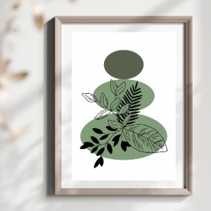 Simple Abstract Minimal Boho Style Floral Flowers Poster