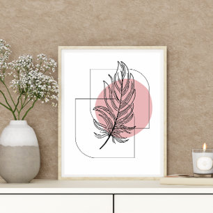 Simple Abstract Minimal Boho Style Leaf Design Poster