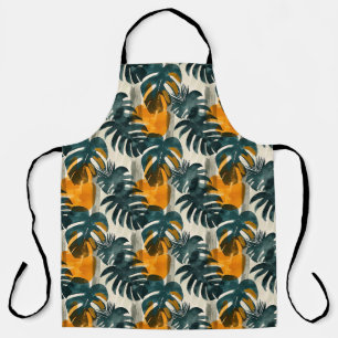 Simple abstract pattern with leaves of monstera, f apron