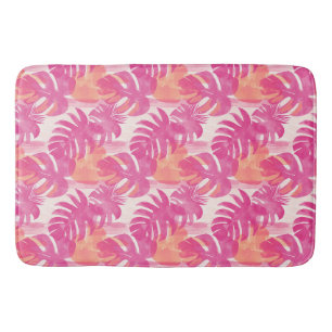 Simple abstract pattern with leaves of monstera, f bath mat
