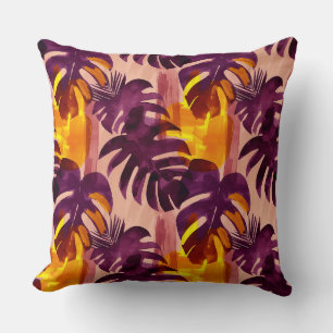 Simple abstract pattern with leaves of monstera, f cushion