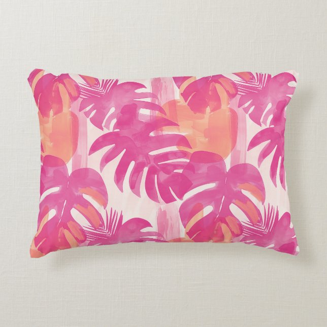 Simple abstract pattern with leaves of monstera, f decorative cushion (Front)