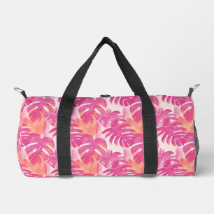 Simple abstract pattern with leaves of monstera, f duffle bag