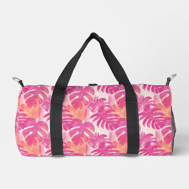 Simple abstract pattern with leaves of monstera, f duffle bag (Front)