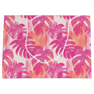 Simple abstract pattern with leaves of monstera, f large gift bag