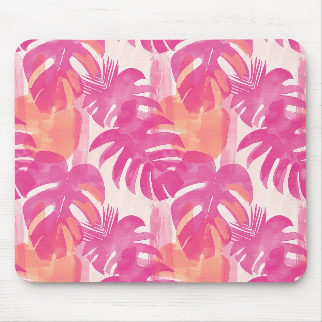 Simple abstract pattern with leaves of monstera, f mouse mat (Front)