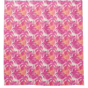 Simple abstract pattern with leaves of monstera, f shower curtain