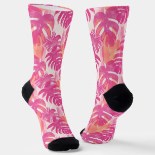 Simple abstract pattern with leaves of monstera, f socks
