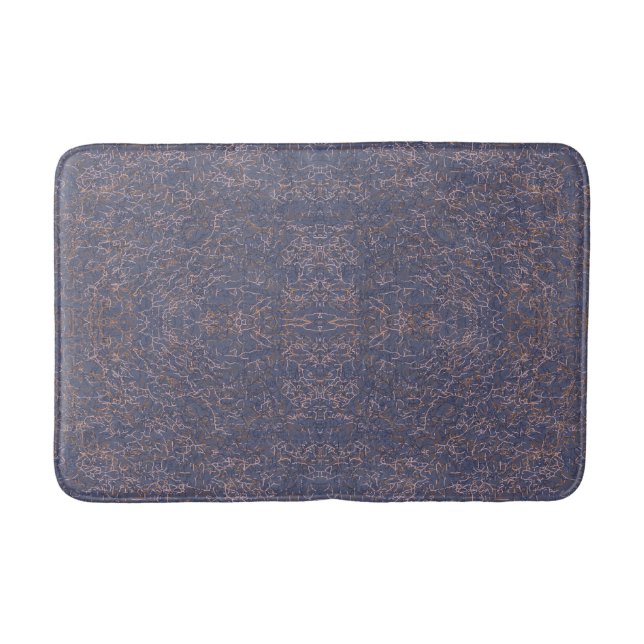 Simple Abstract Thread Art Blue Pattern Bath Mat (Front)