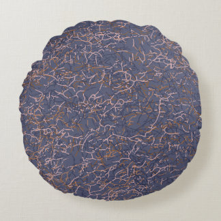 Simple Abstract Thread Art Blue Pattern Round Cushion