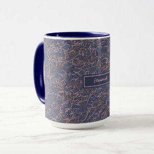 Simple Abstract Thread Art BluePattern Custom Name Mug