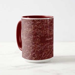 Simple Abstract Thread Art Red Pattern Custom Name Mug