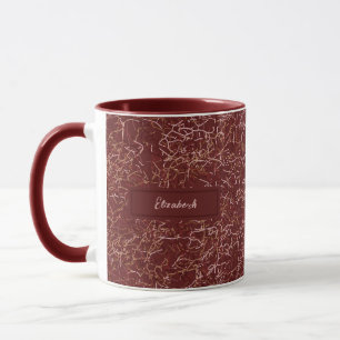 Simple Abstract Thread Art Red Pattern Custom Name Mug